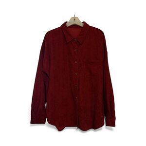 Miholl Corduroy Red Button Down Shirt Women's 2XL